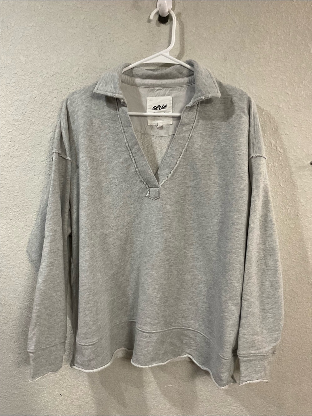 Aerie Vintage Oversize Popover Polo Sweatshirt - Picture 2 of 4